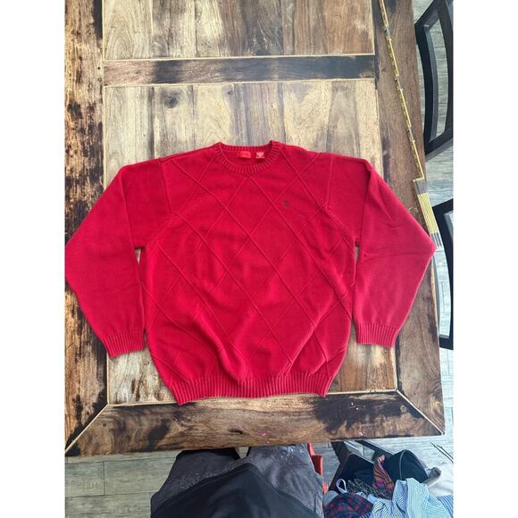Vintage IZOD Men's Red Cable Knit Crew Neck Pullover Sweater Size XL - Picture 1 of 4